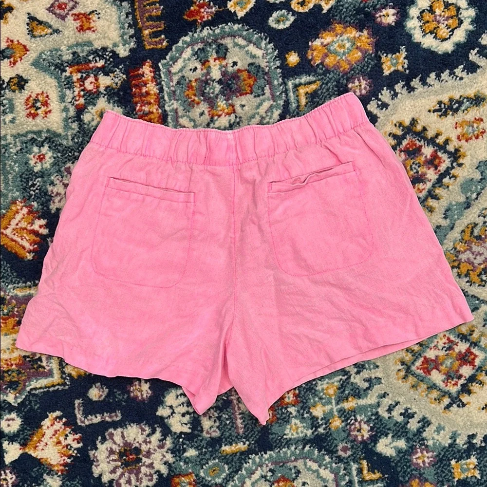 Lilly Pulitzer Pink Linen Pull On High Waist Shorts Size M Barbiecore - Picture 5 of 6